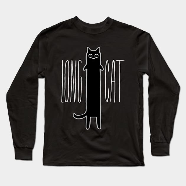 Long Cat Funny Kitten Design For Cat Lovers Long Sleeve T-Shirt by Gravemud